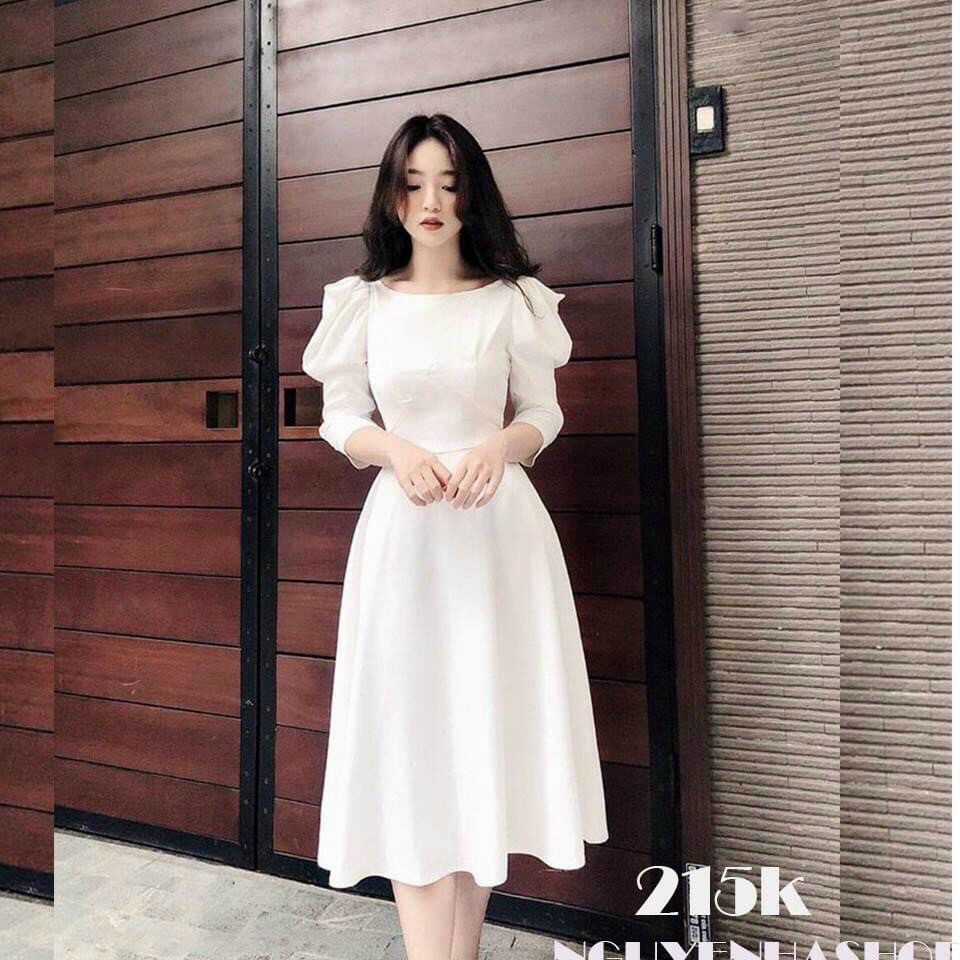 [HCM]Đầm Dạ Hội Tay Nhún Phồng