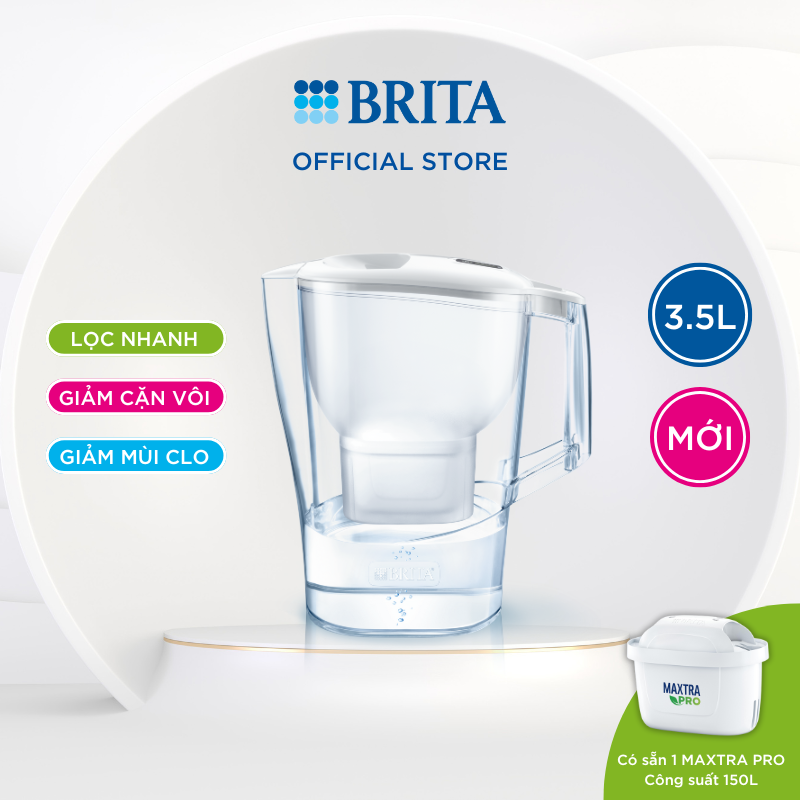 Bình lọc nước BRITA Aluna XL White 3.5L (có sẵn 1 lõi lọc Maxtra Pro)-Thương hiệu đến từ Đức