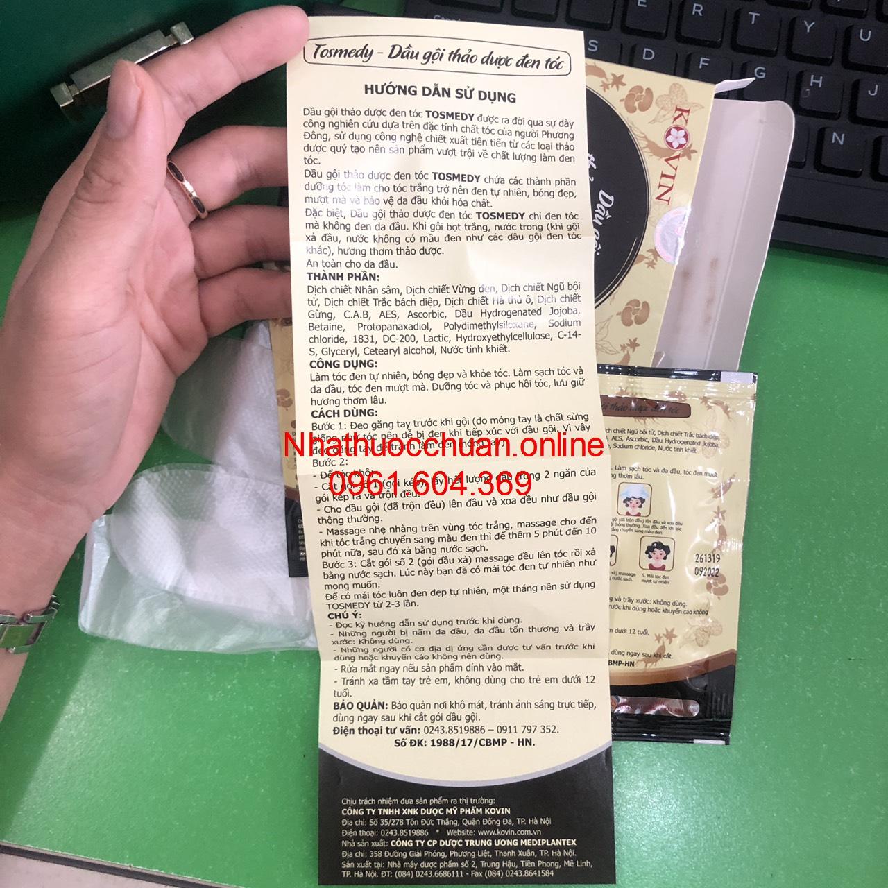 Tosmedy nhuộm thảo dược đen tóc ( Đen tóc không đen da đầu)