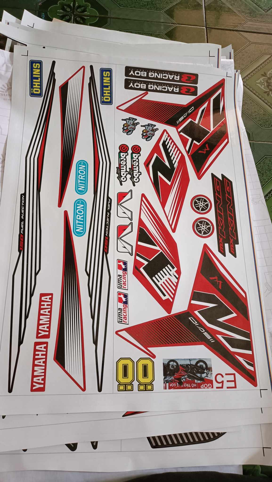 Tem rời exciter 150 mx đỏ đen