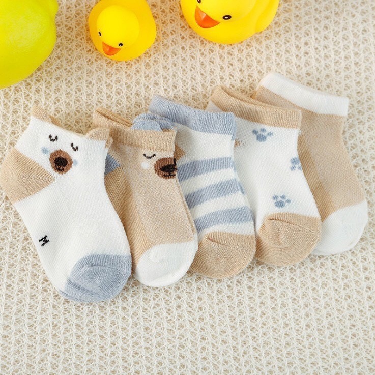 (S, M) Set 5 tất lưới cổ ngắn cho bé