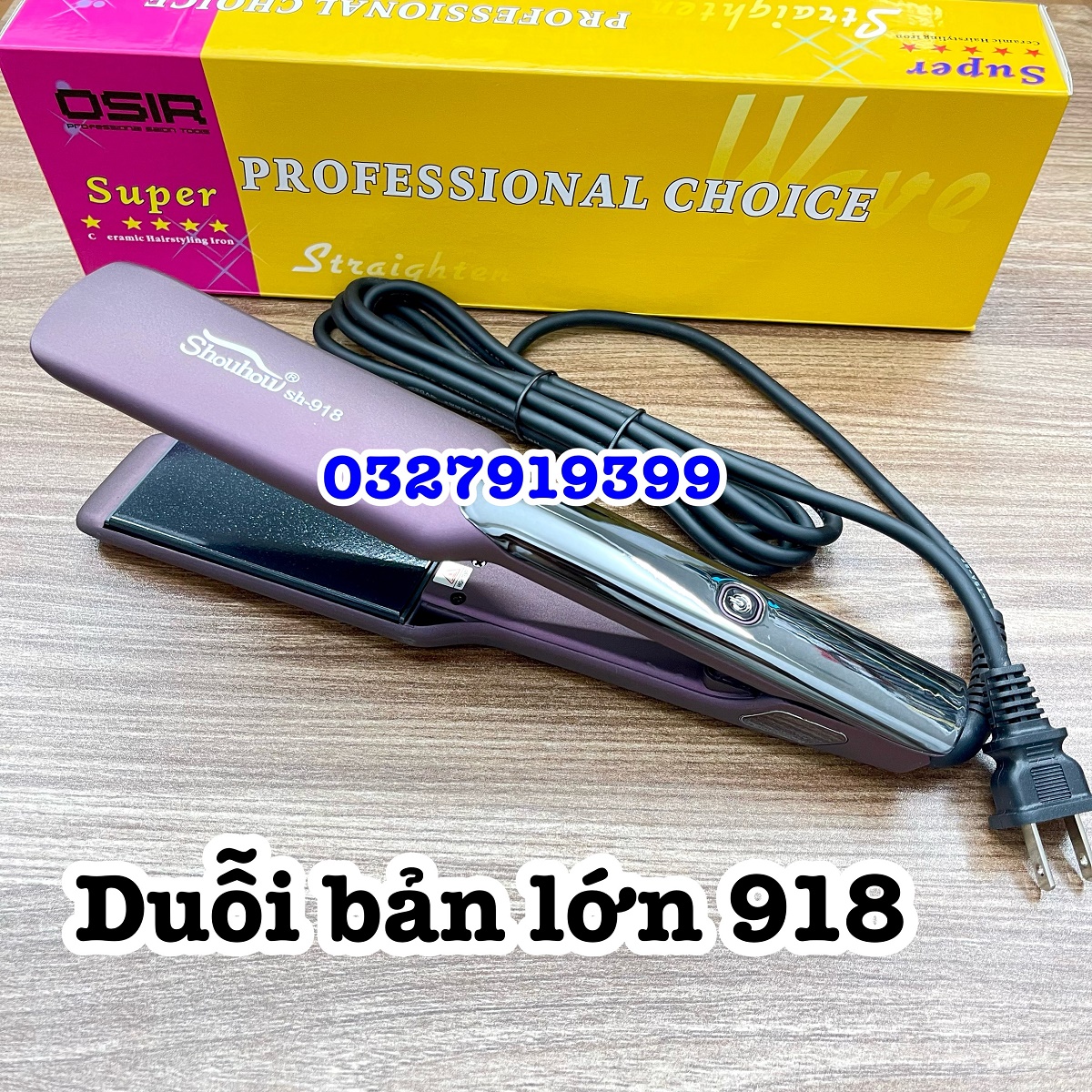 High-End Hair Straightener Large Version 918 Non-Stick Ceramic Material Highly Effective, Safe and Convenient 5 Temperature Levels 160-230 ° C