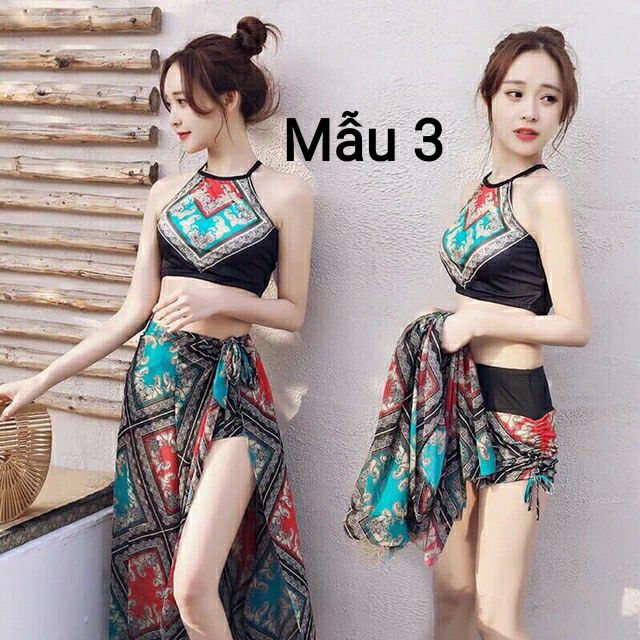 Bộ bikini áo yếm kèm khăn
