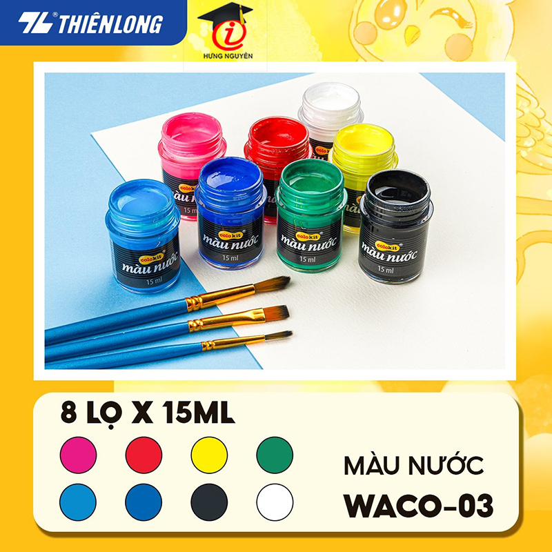 Màu nước thiên long colokit 8 màu x 15ml waco-03