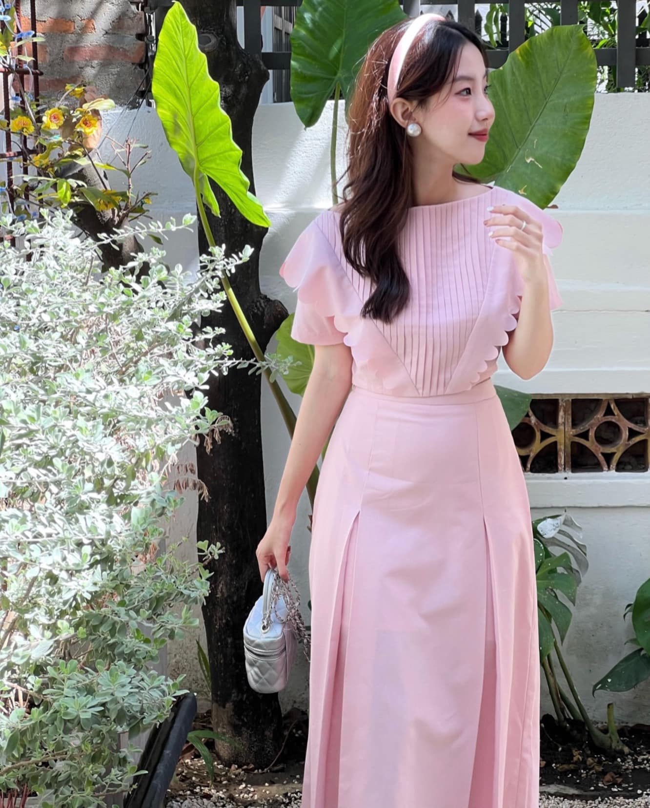 LILLIE | Set váy hồng dập li