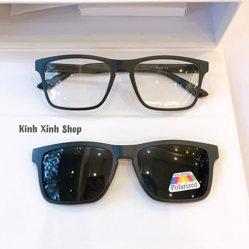 Kính Cận râm 2 tròng mắt vuông form to cho Nam và Nữ