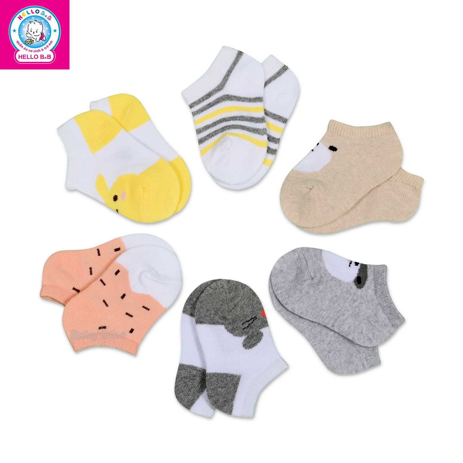 Bộ 4 Đôi Vớ (tất) BabyOne VO0694 - HELLO B&B