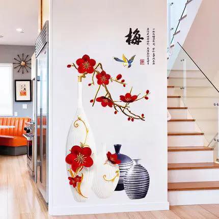 DECAL DÁN TƯỜNG BÌNH HOA PHONG THỦY 4