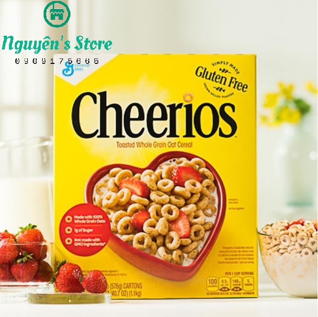 [CHEERIOS HƯƠNG DÂU 576g USA] - Bánh ngũ cốc ăn sáng