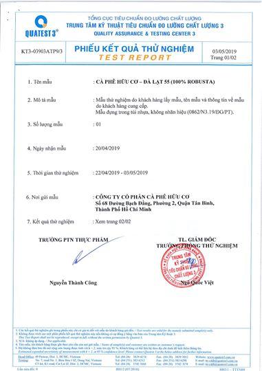 [HCM]Cà phê hữu cơ Đà Lạt 55 - Robusta 100% 500 gram