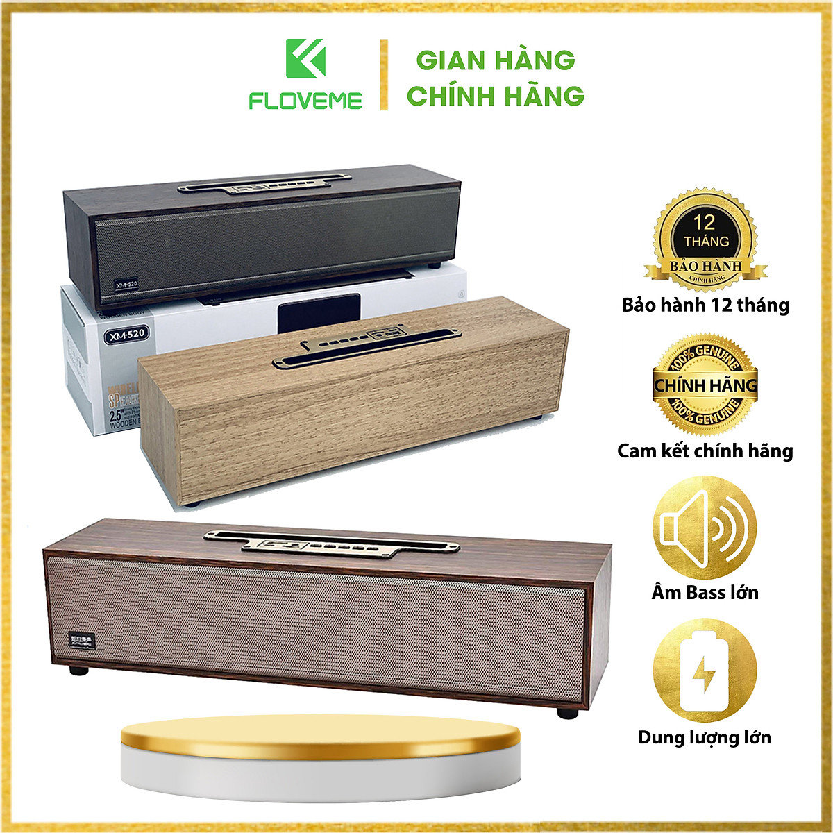 Loa nghe nhạc thế hệ mới loa gỗ bluetooth xm-520 - công suất 20w âm bass cực mạnh âm thanh 3d,thiết kế cổ điển sang trọng âm thanh cực trầm ấm pin trâu bh 12 tháng