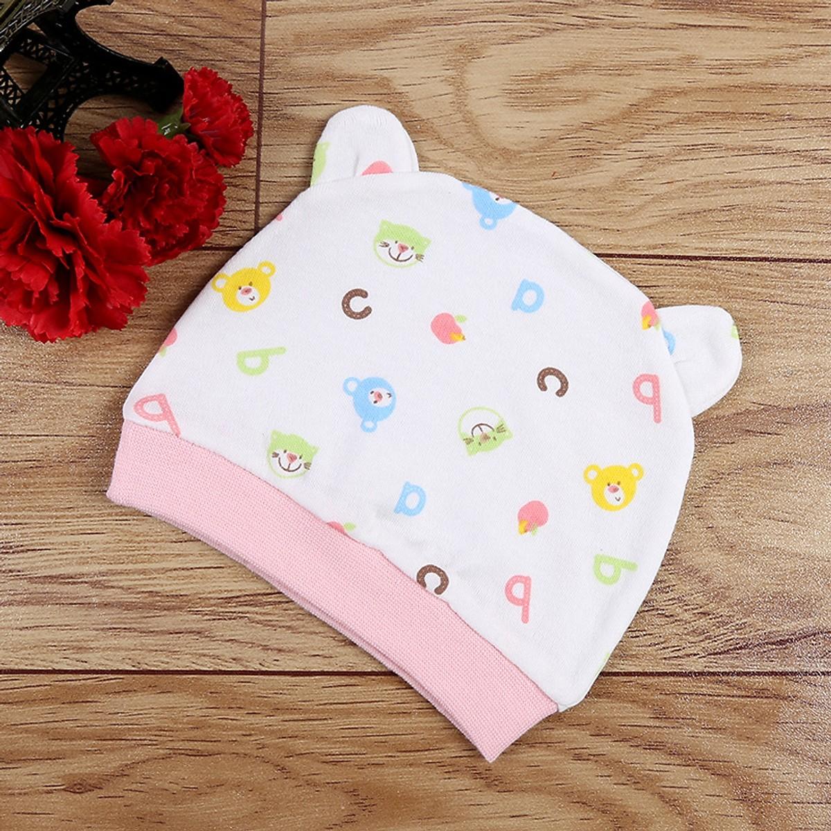 Combo 2 Mũ Che Thóp Cotton Mềm Cho Trẻ Sơ Sinh 0-6 Tháng ( Bé Gái )