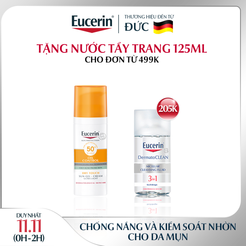 Kem Chống Nắng Cho Da Nhờn & Mụn Eucerin Sun Gel-Cream Dry Touch Oil Control SPF50+ 50ml