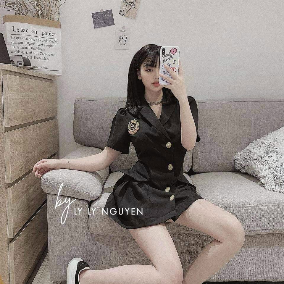 Đầm Cổ Vest Xếp Ly,Đầm Nữ,LY STORE