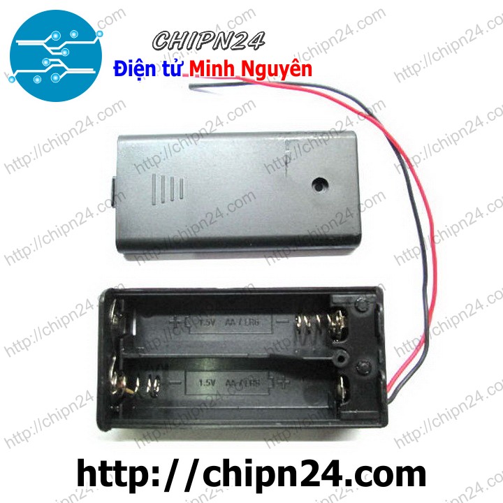 Hộp đế pin 2 viên aa