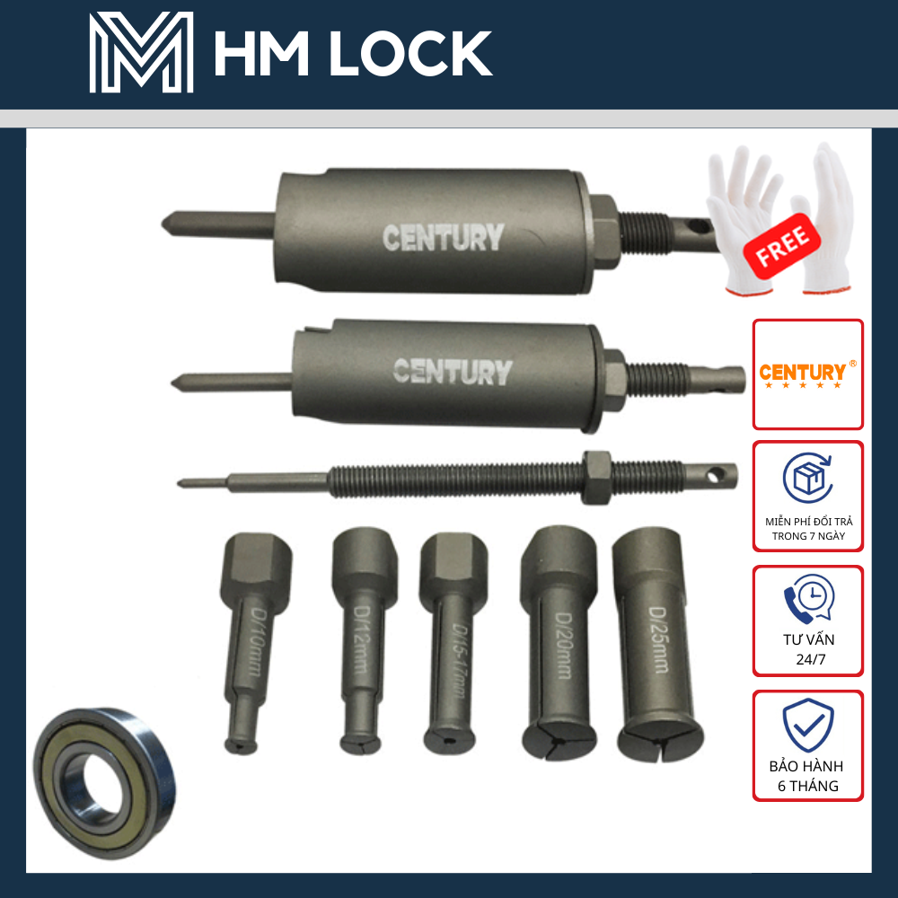 Bộ cảo bạc đạn trong gồm 8 chi tiết century - thép siêu cứng không gỉ cao cấp - hàng chính hãng - hm lock