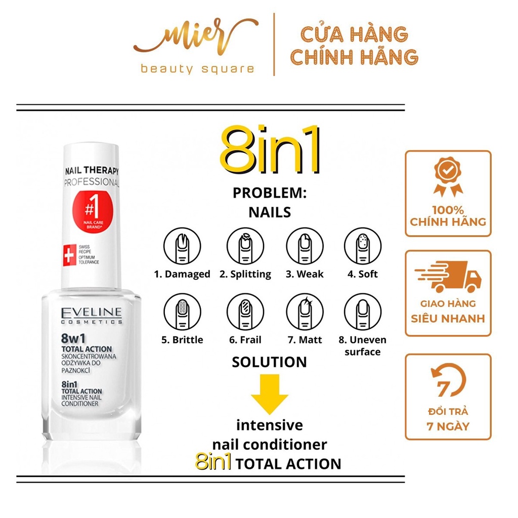 Sơn Dưỡng Móng Tay Eveline 8 In 1 Total Action 12ml