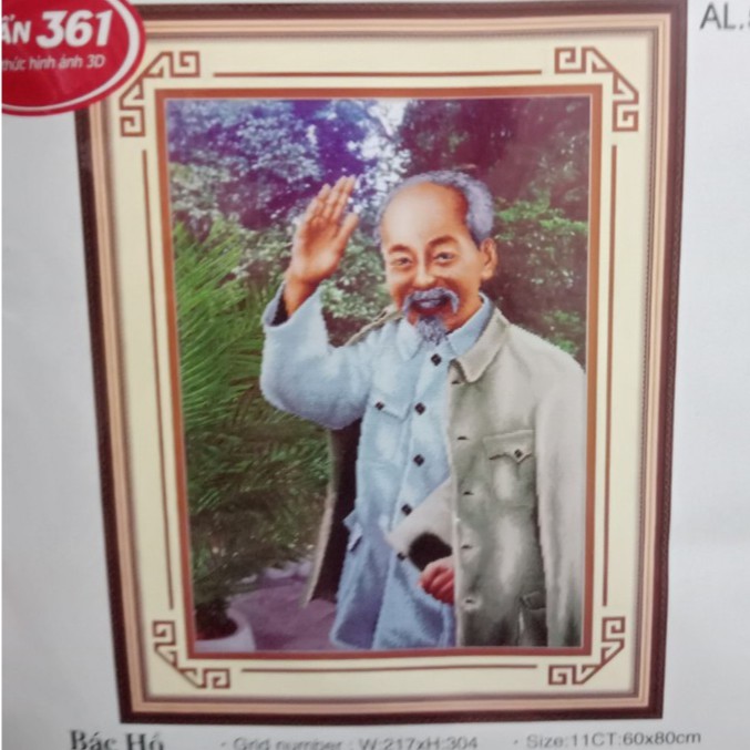 [HCM]Tranh thêu Bác Hồ Vãy Tay ms 53202