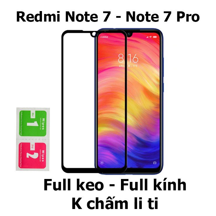 Kính cường lực full màn cho Xiaomi Redmi Note 7 Pro (đen)