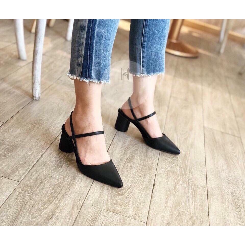 Giày CG sandal bít mũi nhọn 2 quai da mờ 5P WINDY CG-0590