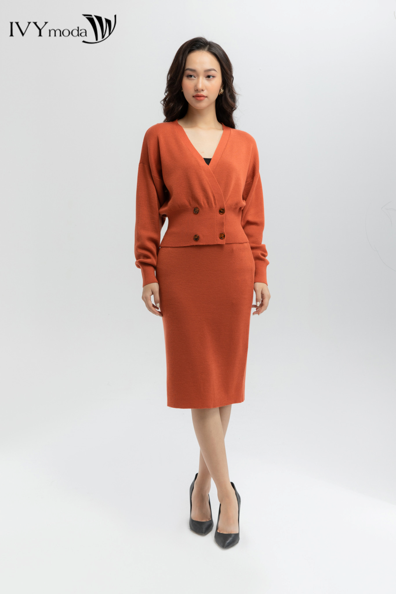 Chân váy len lông cừu cao cấp dáng tiếu thư IVY moda MS 30B7966