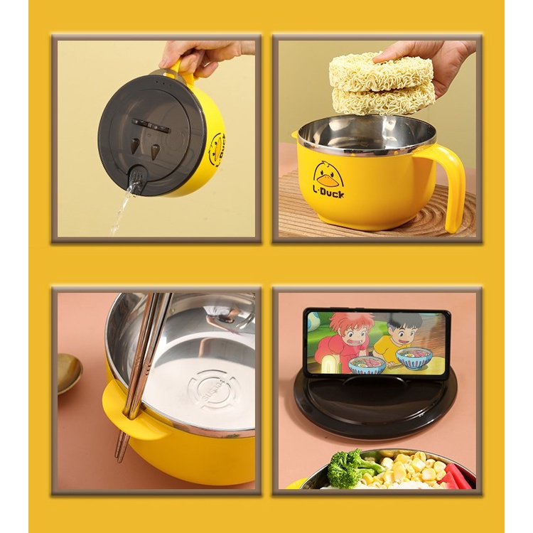 Ca Đựng Mì.  Cháo vịt vàng lòng inox