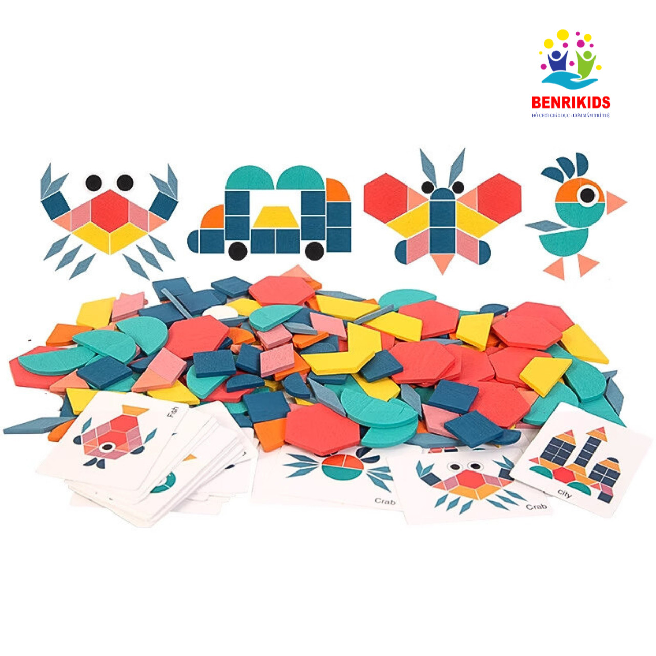 Đồ chơi cho bé - Bộ xếp hình sáng tạo Pattern Block bằng gỗ cho bé sáng tạo