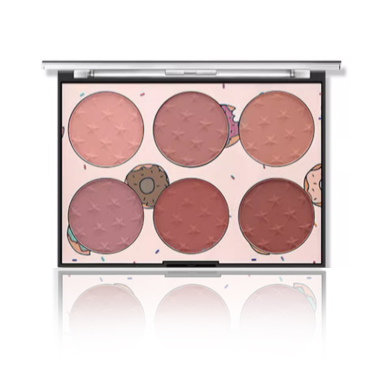 Derf Blush Palette Natural Brighten Skin Color Waterproof Makeup Blusher Palette 6 Colors
