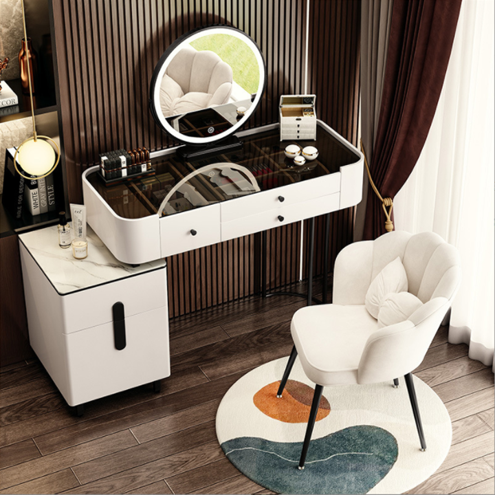 Dressing table attached mirror Nordic style, table set makeup foundation 2 front glass motifs diamond high-grade, dressing table modern design imports