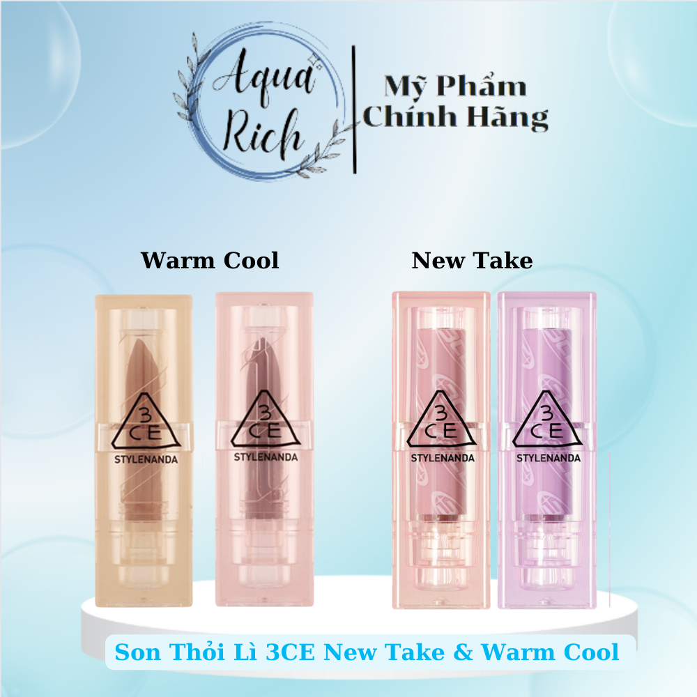 [Mới] Son Thỏi Lì 3CE Clear Layer Warm - Cool - New Take [Chill Move - Way Back- Hazy Rose - Better Mood - Fluffy Love]