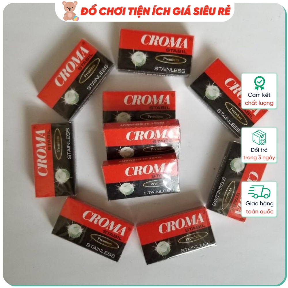 Hộp lưỡi dao tem [ SALE CHÍNH HÃNG ] 10 lưỡi dao lam cạo râu Croma chất lượng cao