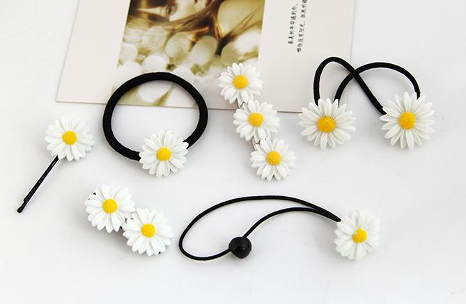 ✔️[Mua 1 Tặng 1] Kẹp tóc nữ hoa cúc - Set kẹp và cột tóc cho mẹ và bé