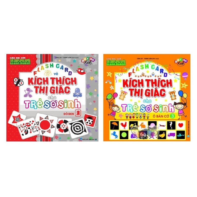 Mua Combo Flash card Dạy Trẻ Theo Phương Pháp Glenn Doman - Kích Thích Thị Giác Cho Trẻ Sơ Sinh Đỏ Đen và Ô Bàn Cờ