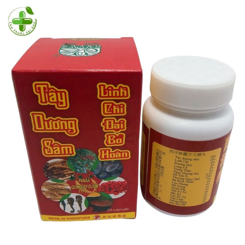 Tây dương sâm linh chi đ.ại b.ổ hoàn 20 viên- hỗ trợ gân c.ốt mệt mỏi-mất ngủ-tứ chi thiếu sức