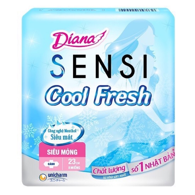 [HCM](Combo 6 Gói) Bvs Diana Sensi Cool Fresh Siêu Mỏng (Gói 8 Miếng) (Không cánh)