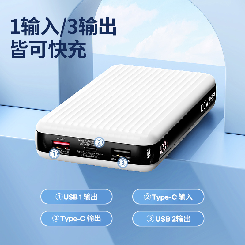 Pin dự phòng sạc Remax RPP-508 20000mAh TypeC Output 100W / Input 65W và QC3.0 18W - Sạc cho Laptop - Nhất Tín Computer