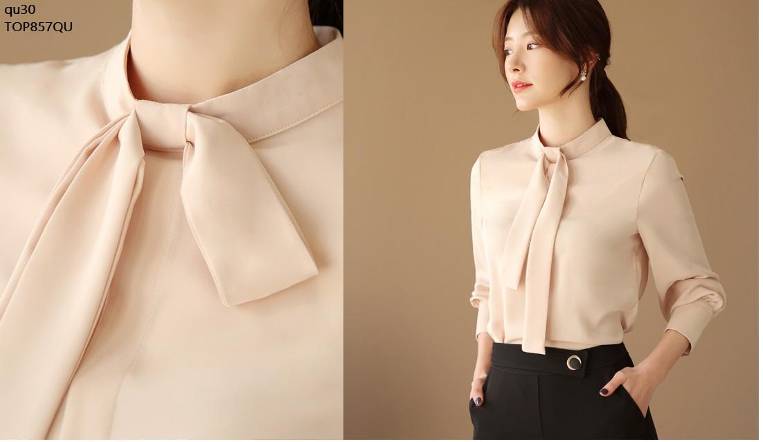 TOP857QU ÁO SƠ MI NỮ CỔ TRỤ