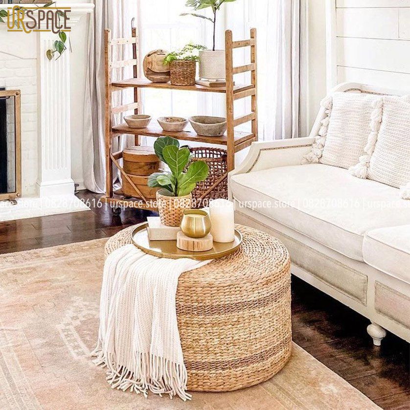 Water hyacinth ottoman stool D40 x H30 cm