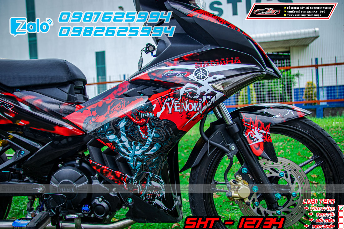 tem trùm exciter 150 đỏ đen venom