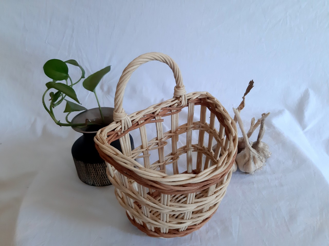 Giỏ Mây Trang Trí Treo Tường, Đựng Đũa, Cắm Hoa