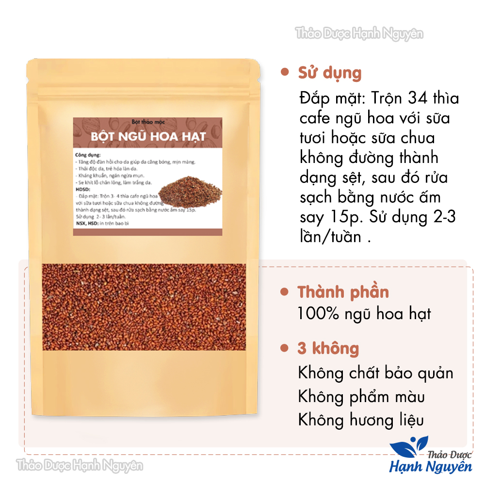 Bột ngũ hoa hạt 500g, hạt đình lịch khô, mặt nạ ngũ hoa giúp sáng da, ngừa mụn, mờ thâm