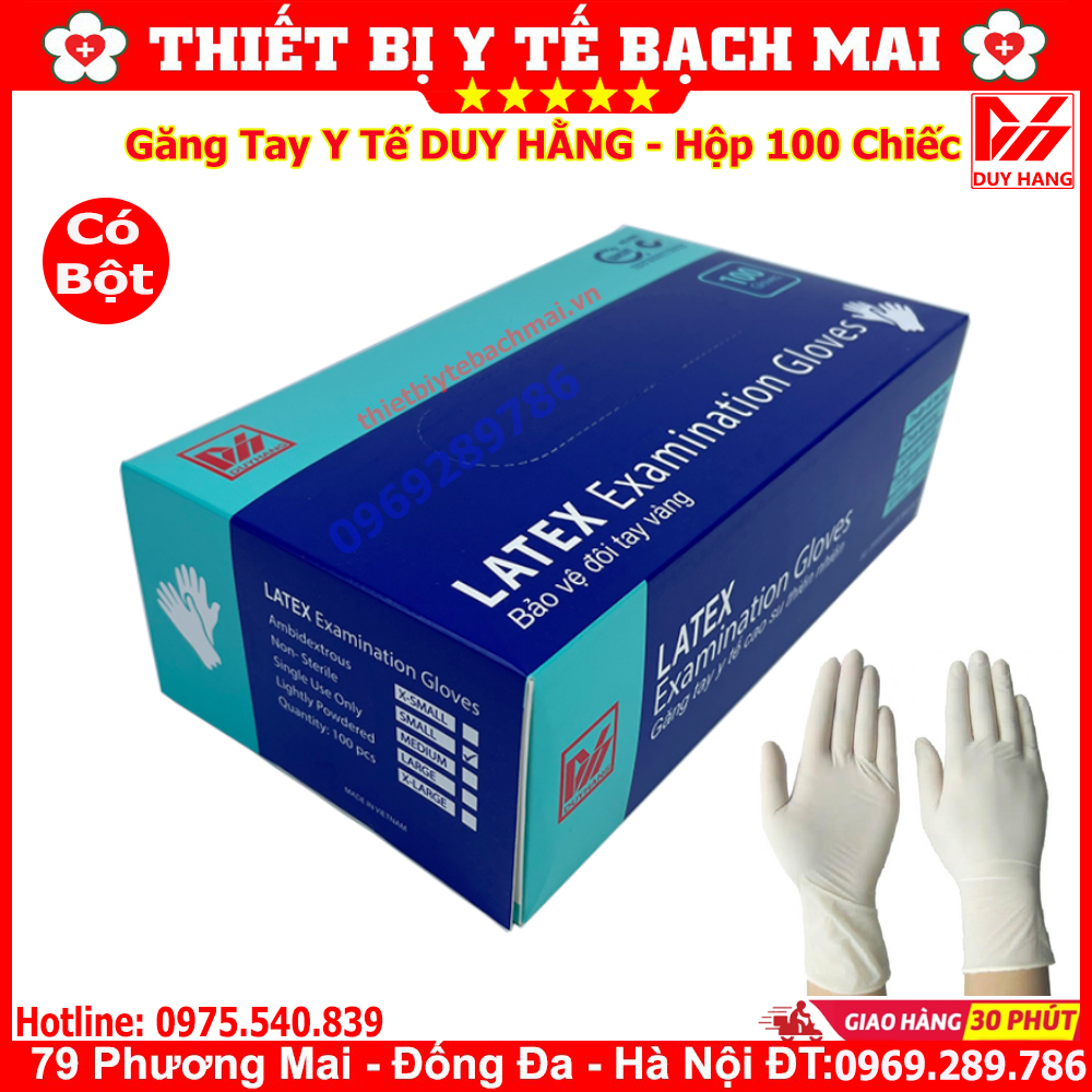 Găng Tay Y Tế Duy Hằng Có Bột Hộp 100 Chiếc