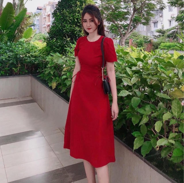 ĐẦM ĐAN DÂY EO, CỔ TRÒN (Có ảnh thật) MS160