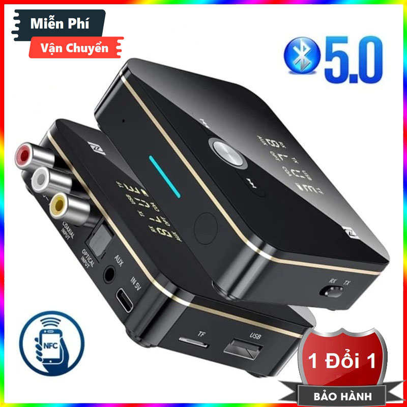 Thiết bị thu phát tín hiệu bluetooth 5.0 m8 nfc có điều khiển từ xa - bộ thu phát bluetooth 5.0 đa năng nfc m8