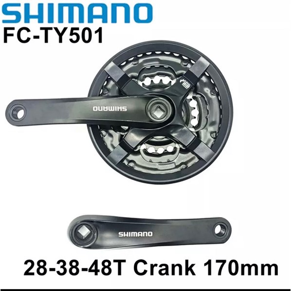 Giò đùi đĩa xe đạp shimano fc-ty501-28/38/48t-170mm cốt vuông - chính hãng dành cho xe đạp thể thao