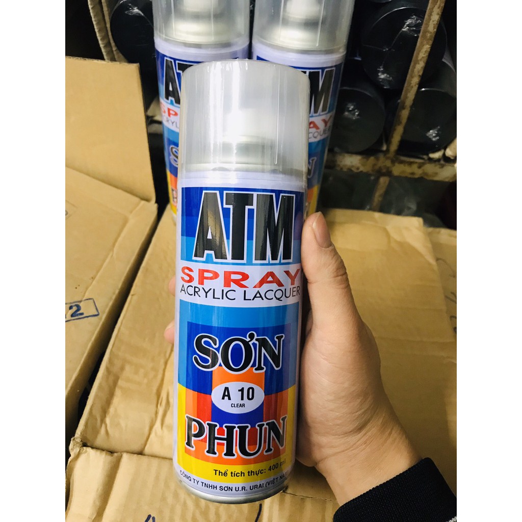 sơn xịt ATM A10 sơn bóng, không màu, phủ bề mặt