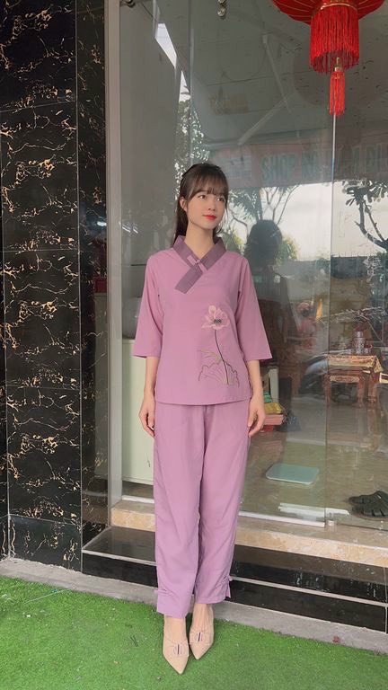 Đồ Lam Đi Chùa _ Mẫu một nút kate