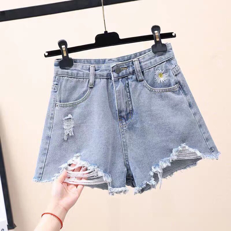 [HCM]QUẦN SHORT JEAN NỮ MÀU XANH THÊU HOA CÚC CHẤT BÒ MẪU MỚI THỎ TÂY SHOP94 MS211