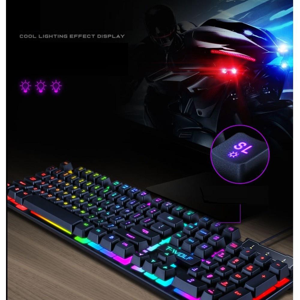 Bàn phím led game T Wolf T20 giả cơ keyboard có đèn 7 màu