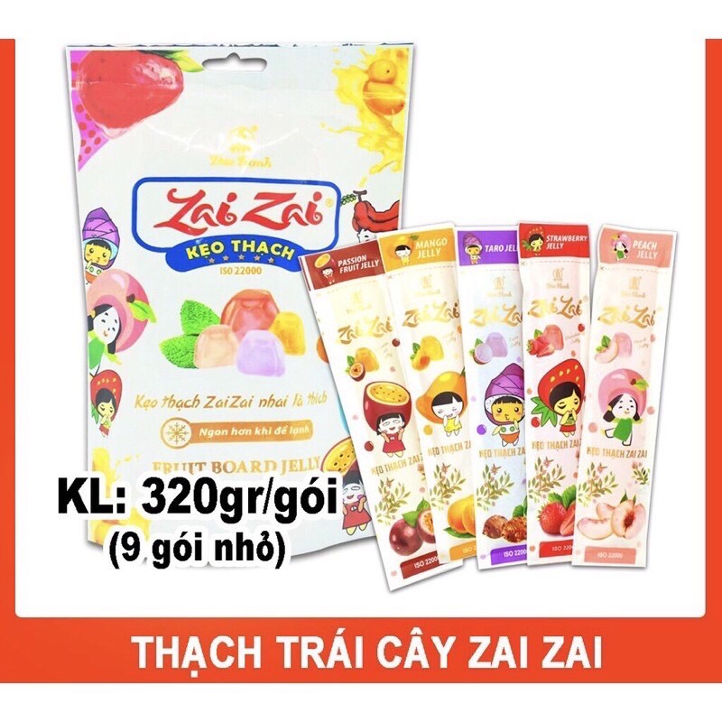 Túi 320g kẹo thach zaizai đức hạnh thanh dài siêu ngon - đồ ăn vặt